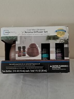 Mainstays Brown Woodgrain Ultrasonic Aroma Diffuser Set
